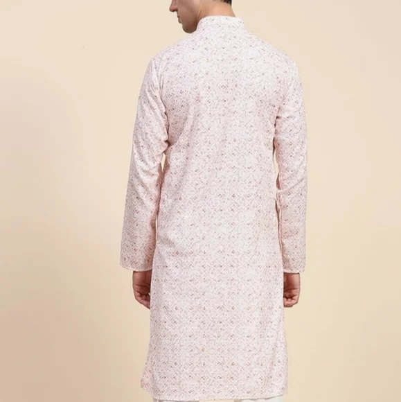 SKAVIJ Men’s Embroidered Sequined Kurta with Pajama 2-Piece Set Size Large - Picture 5 of 15